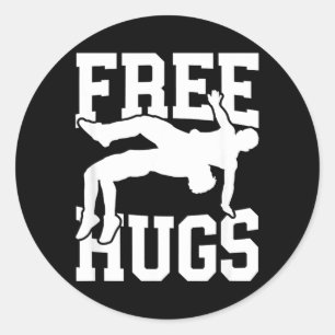 Funny Wrestling Hugs for Wrestlers MMA Coaches Classic Round Sticker