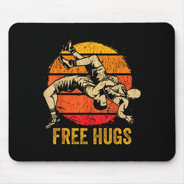 Funny Wrestling Hugs Wrestling Mom Men Boys Kids  Mouse Mat (Front)