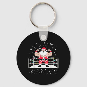 Funny Wrestling Santa Xmas Lights Wrestling Christ Key Ring