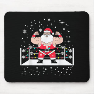 Funny Wrestling Santa Xmas Lights Wrestling Christ Mouse Mat
