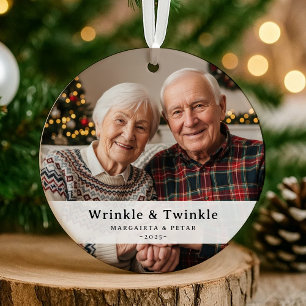 Funny Wrinkle & Twinkle Grandparent Photo Keepsake Ceramic Tree Decoration