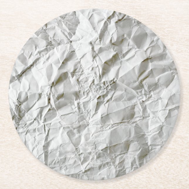 Funny wrinkled paper round paper coaster (Front)