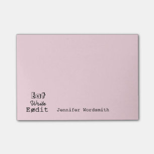 Funny Writers Life Eat Write Edit Personalised Post-it Notes
