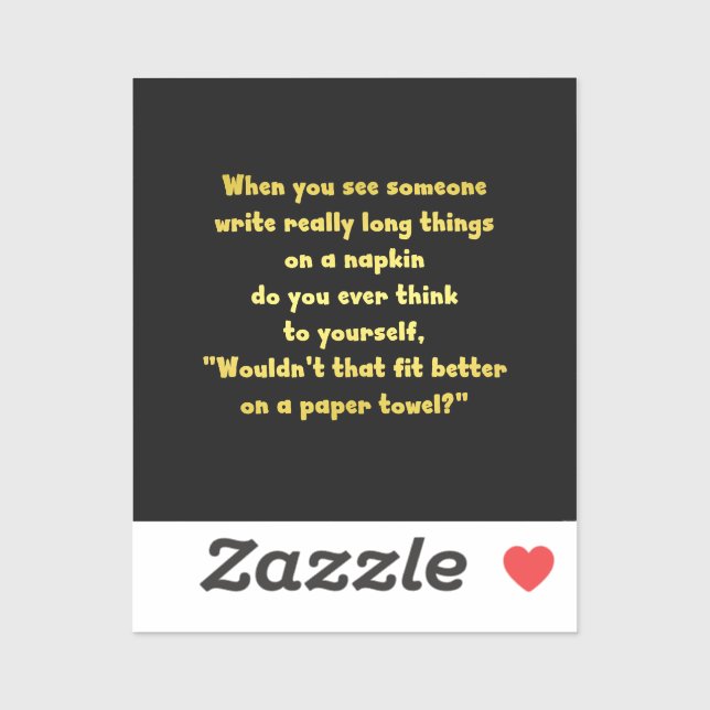 Funny Writing on a Napkin Joke (Sheet)
