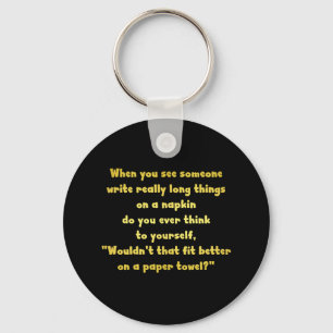 Funny Writing on a Napkin Joke Key Ring