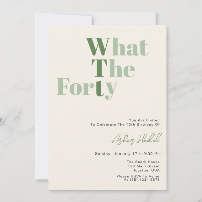 Funny WTF Adult 40th Birthday  Invitation (Front)
