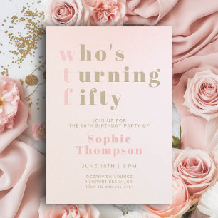 Funny WTF Pink Modern Elegant 50th Birthday Party Invitation