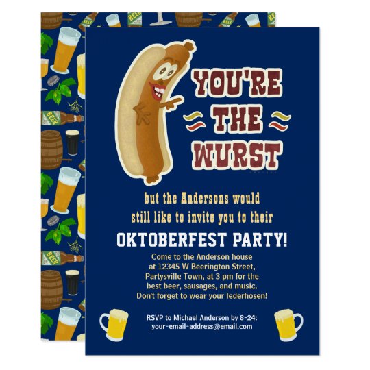Funny Wurst Bratwurst Oktoberfest Humour with Beer Card