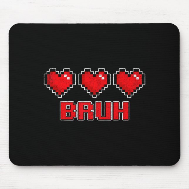 Funny Xel Hearts Gamer Bruh, Valentines Video Game Mouse Mat (Front)