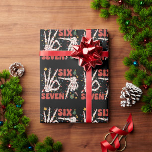 Funny Xmas 67 Skeleton Hand Six Seven Christmas Wrapping Paper