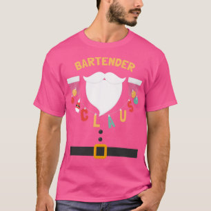 Funny Xmas Bartender Claus Santa Outfit Gifts T-Shirt