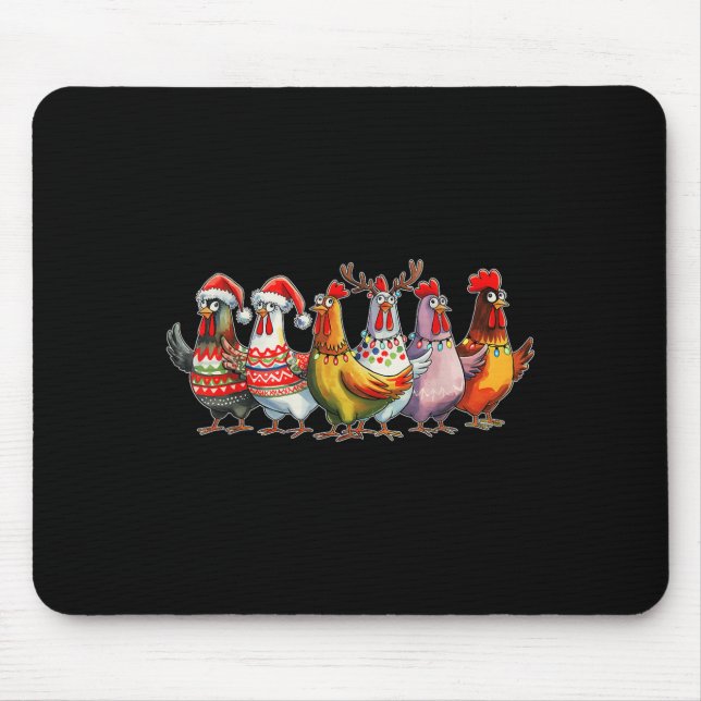 Funny Xmas Chicken Farmer Christmas Matching Famil Mouse Mat (Front)