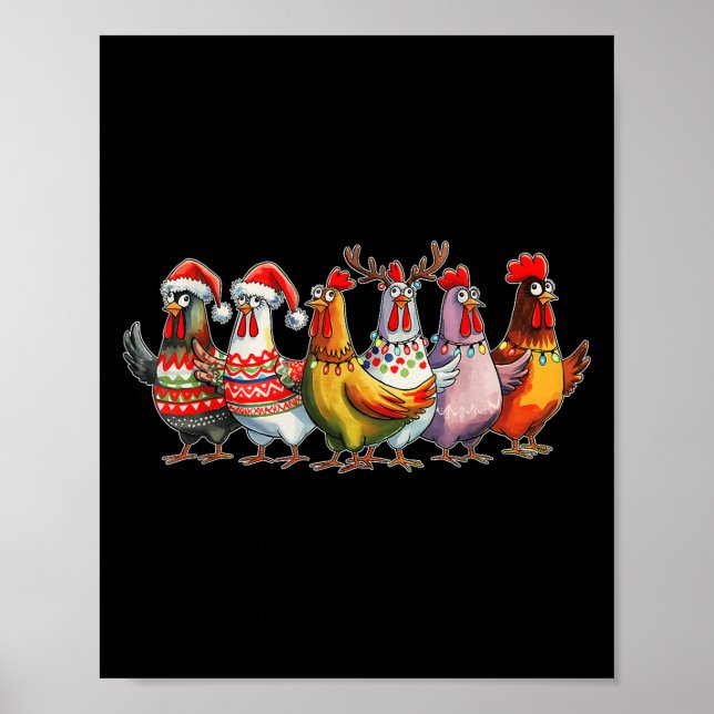 Funny Xmas Chicken Farmer Christmas Matching Famil Poster (Front)