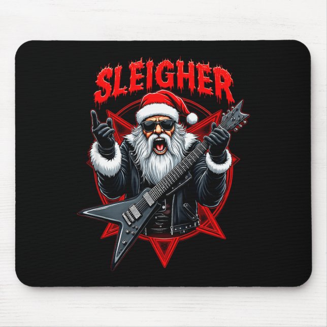Funny Xmas Christmas Guitar Santa Sleigher Heavy M Mouse Mat (Front)