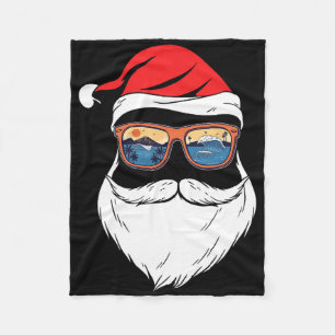 Funny Xmas Christmas In July Summer Santa Fleece Blanket