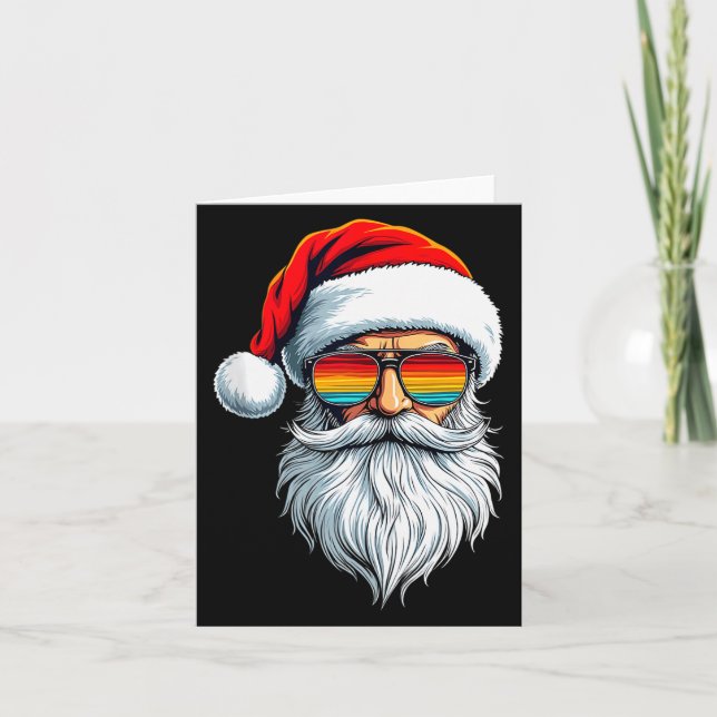 Funny Xmas Christmas In July Summer Santa Tank Top Card (Front)