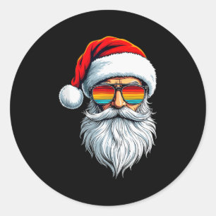 Funny Xmas Christmas In July Summer Santa Tank Top Classic Round Sticker