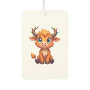 Funny Xmas Cow Lights Boys Girls Cute Highland Cow Car Air Freshener