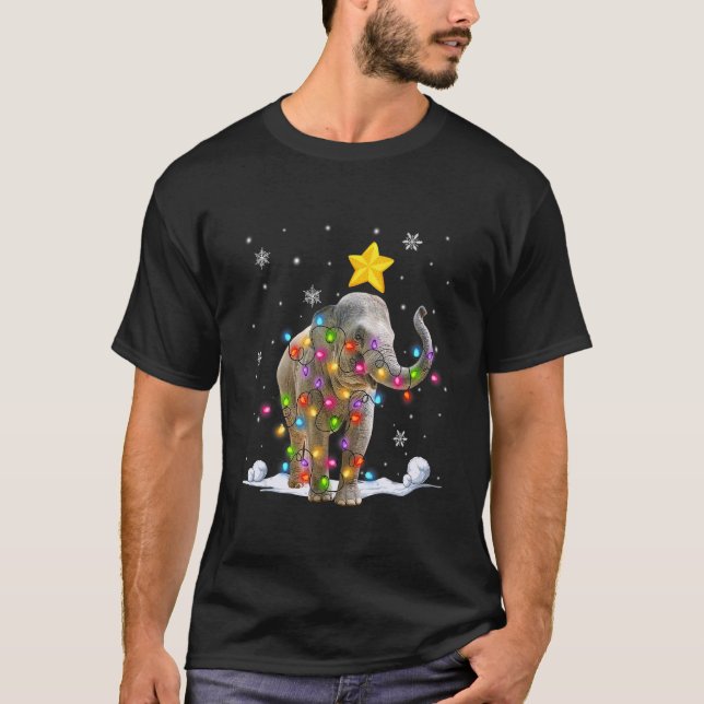 Funny Xmas Elephant Animals Lover Christmas Tree L T-Shirt (Front)