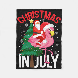 Funny Xmas Flamingo - Christmas In July Fleece Blanket
