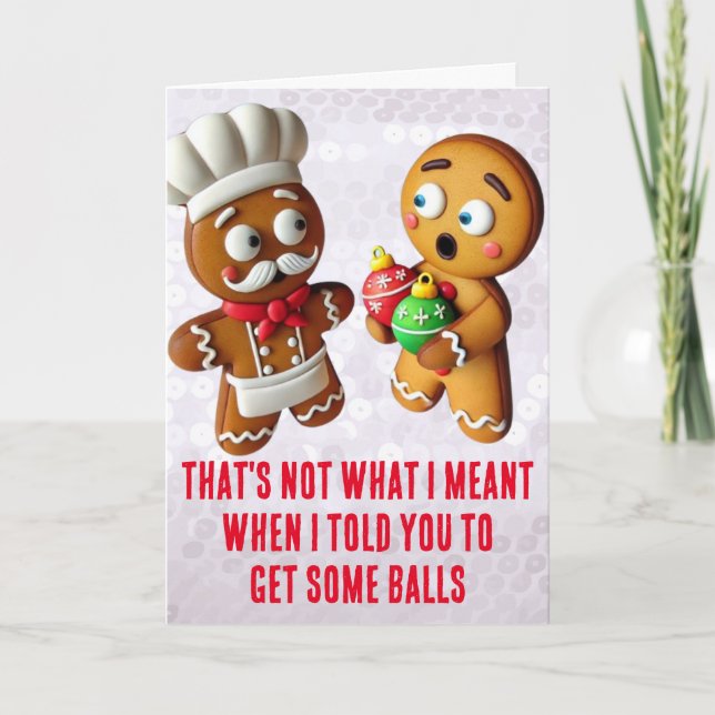 Funny Xmas: Gingerbread Christmas Balls Card (Front)