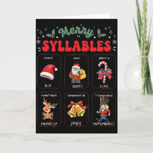 Funny Xmas Holiday Christmas Syllables Reading Tea Card
