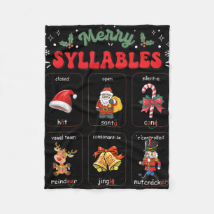 Funny Xmas Holiday Christmas Syllables Reading Tea Fleece Blanket