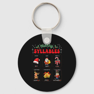 Funny Xmas Holiday Christmas Syllables Reading Tea Key Ring
