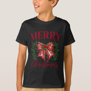 Funny Xmas Holiday Coquette Bow Merry Christmas T-Shirt