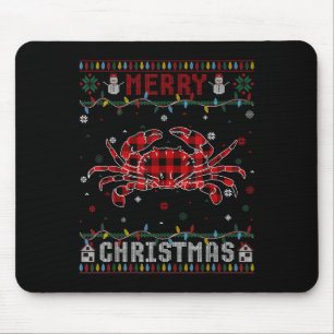 Funny Xmas Lighting Crab Lovers Ugly Christmas Swe Mouse Mat