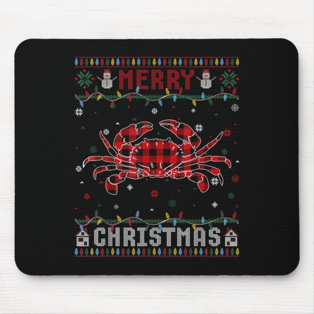 Funny Xmas Lighting Crab Lovers Ugly Christmas Swe Mouse Mat (Front)