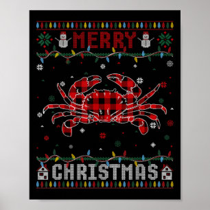 Funny Xmas Lighting Crab Lovers Ugly Christmas Swe Poster
