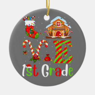 Funny Xmas Lighting Love 1st Grade Teacher Christm Ceramic Tree Decoration