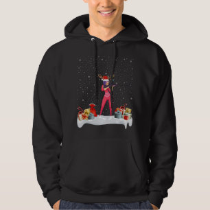 Funny Xmas Lighting Reindeer Santa Hat Biathlon Ch Hoodie