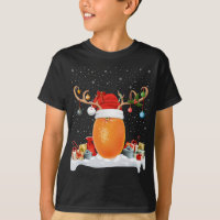 Funny Xmas Lighting Reindeer Santa Hat Orange Chri