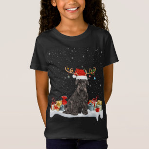 Funny Xmas Lighting Reindeer Santa Hat Schnauzer C T-Shirt