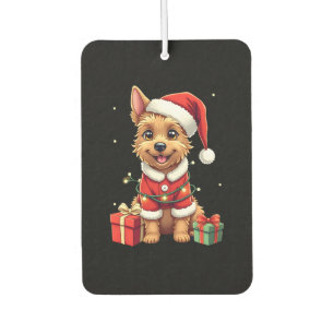 Funny Xmas Lighting Santa Border Terrier Dog Chris Car Air Freshener