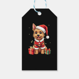 Funny Xmas Lighting Santa Border Terrier Dog Chris Gift Tags