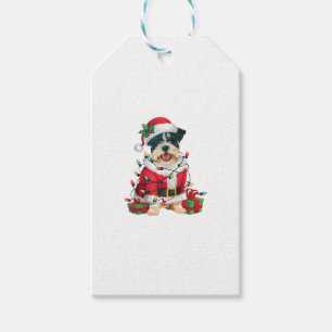 Funny Xmas Lighting Santa Border Terrier Dog Chris Gift Tags