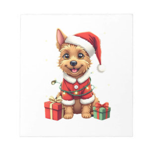 Funny Xmas Lighting Santa Border Terrier Dog Chris Notepad