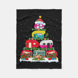 Funny Xmas Lighting Santa Camping Rv Christmas Tre Fleece Blanket