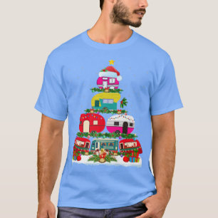 Funny Xmas Lighting Santa Camping RV Christmas Tre T-Shirt