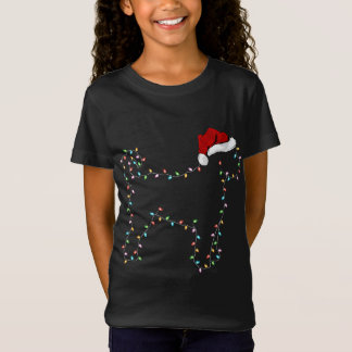 Funny Xmas Lighting Santa Hat Labradoodle Dog Chri T-Shirt