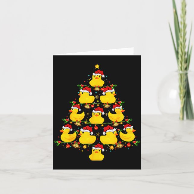 Funny Xmas Lighting Santa Hat Rubber Duck Christma Card (Front)