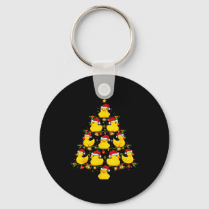 Funny Xmas Lighting Santa Hat Rubber Duck Christma Key Ring