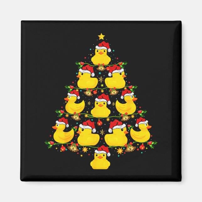 Funny Xmas Lighting Santa Hat Rubber Duck Christma Magnet (Front)