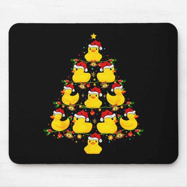 Funny Xmas Lighting Santa Hat Rubber Duck Christma Mouse Mat (Front)
