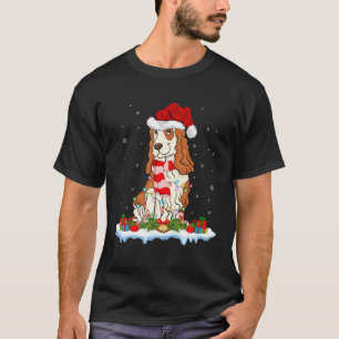 Funny Xmas Lighting Santa Hat Snow Cocker Spaniel T-Shirt