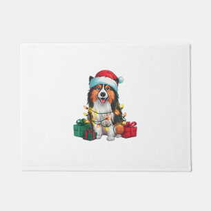 Funny Xmas Lighting Santa Hat Tamaskan Dog Christm Doormat