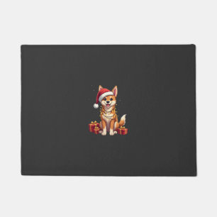 Funny Xmas Lighting Santa Hat Tamaskan Dog Christm Doormat
